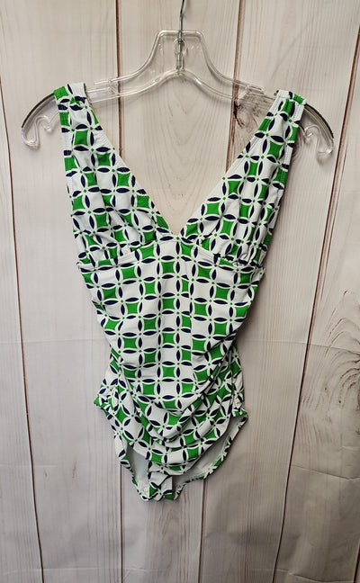 Cabanalife Women's Size M White & Green Swimsuit