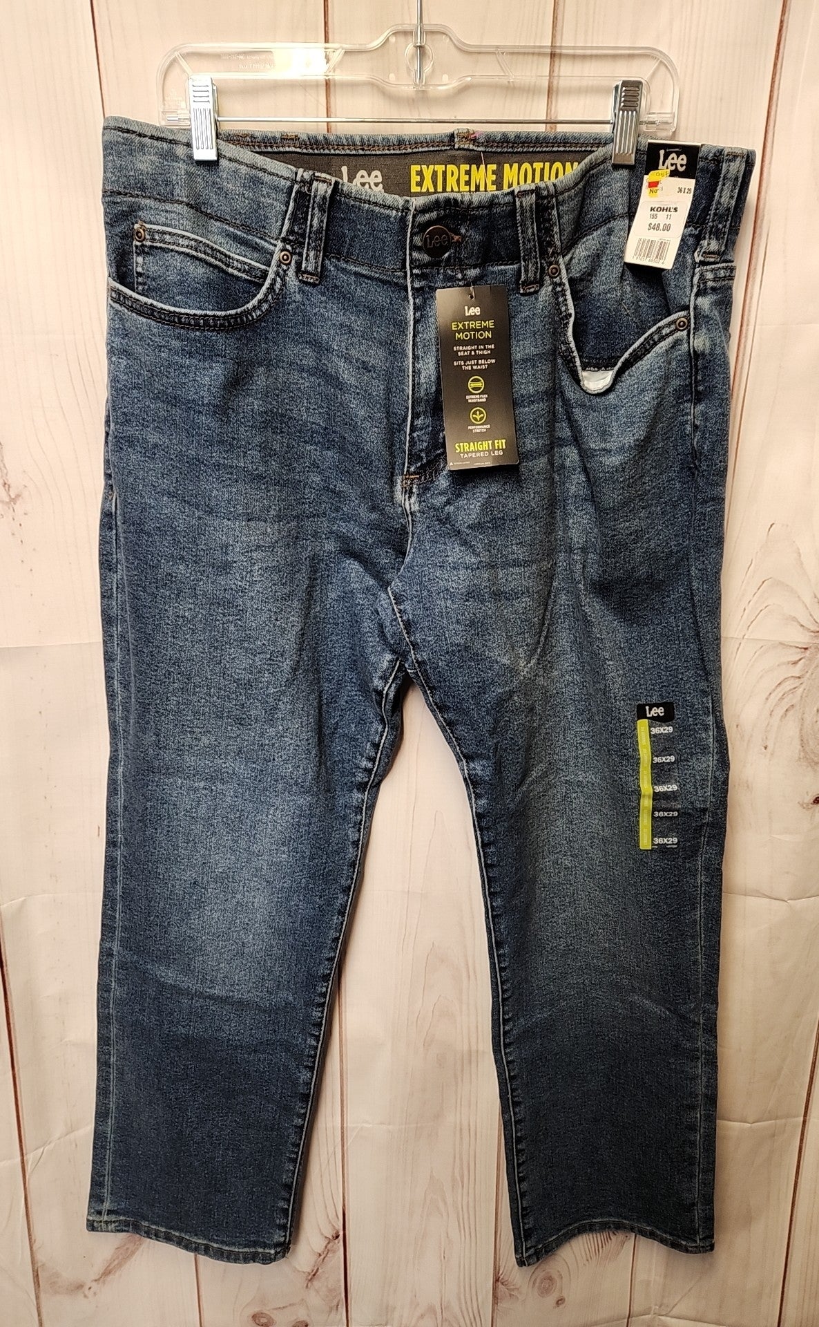 NWT Lee Men's Size 36x29 Blue Jeans Straight Fit Tapered Leg