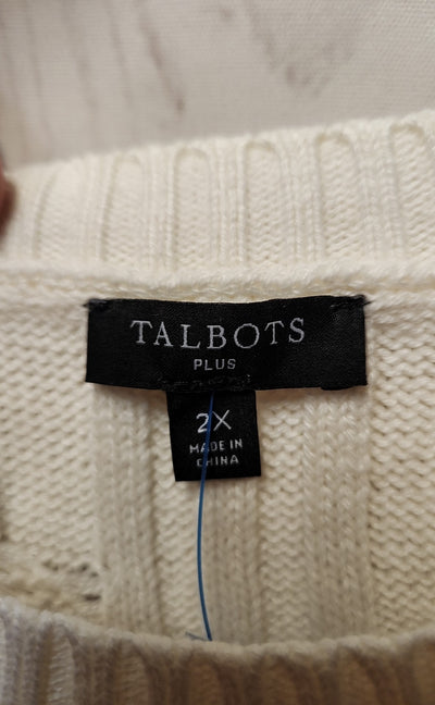 Talbots Women's Size 2X White & Black Sweater