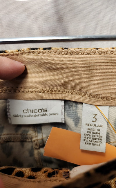 Chico's Women's Size 3 = US 16 Brown Animal Print Pants