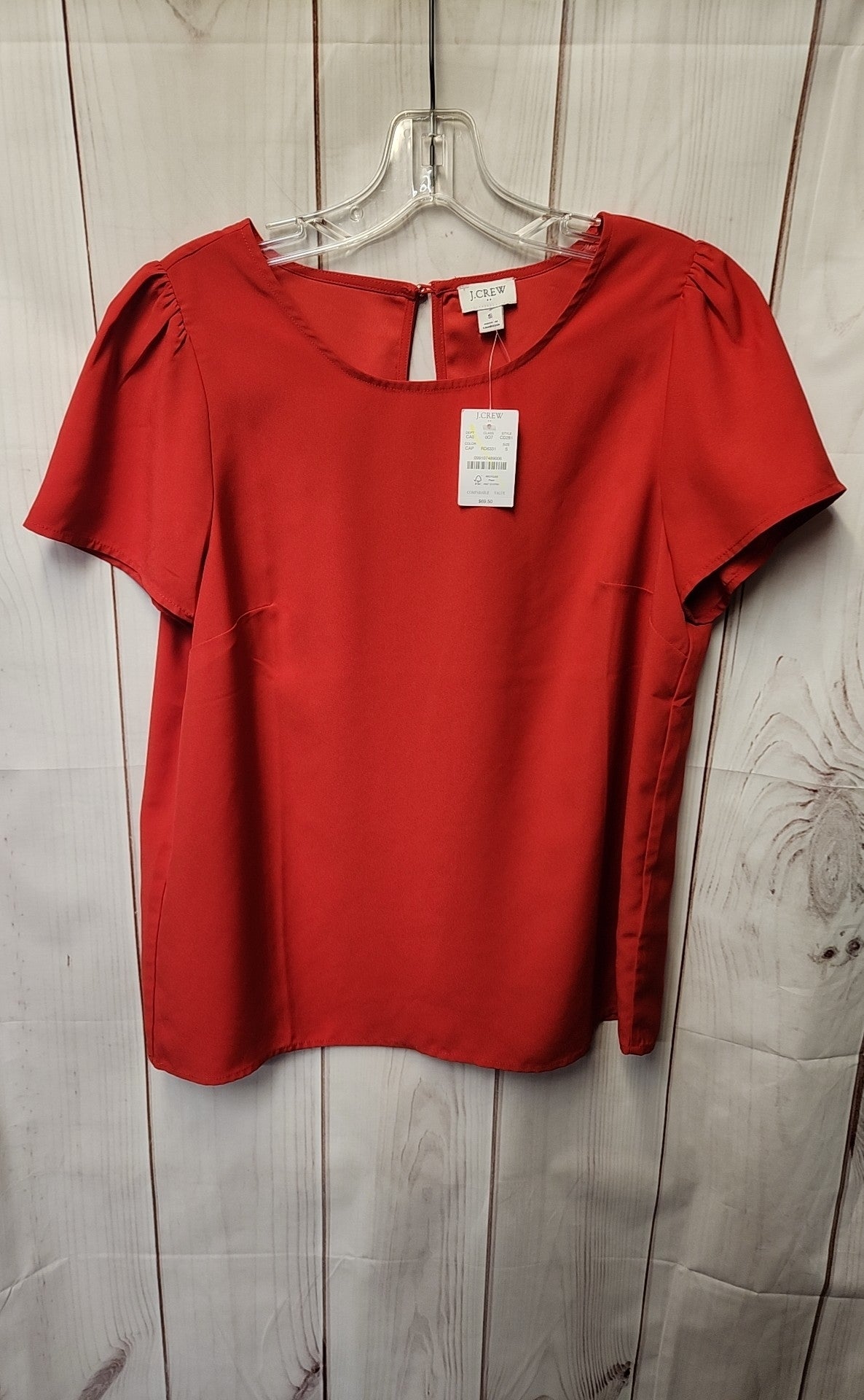 NWT J Crew Women's Size S Red Short Sleeve Top