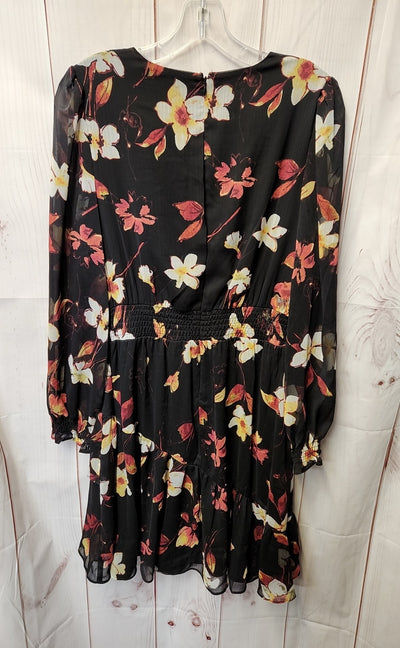 DKNY Women's Size 12 Black Floral Dress