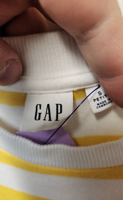 Gap Women's Size S Petite White & Yellow Dress