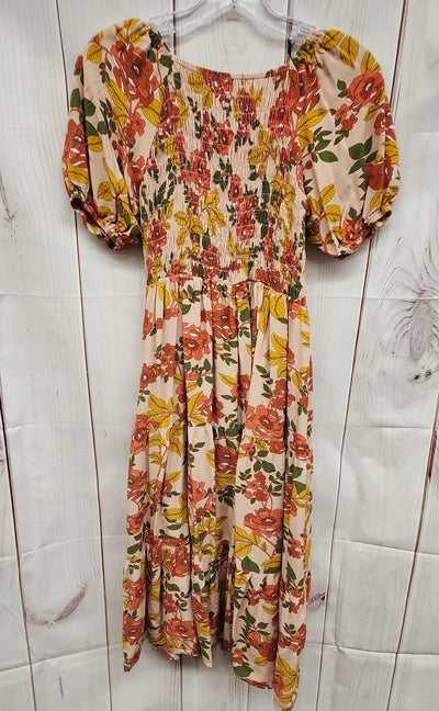 Polagram Women's Size S Peach Floral Dress