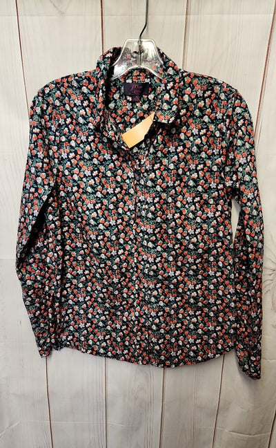 J Crew Women's Size 8 Green Floral Long Sleeve Top