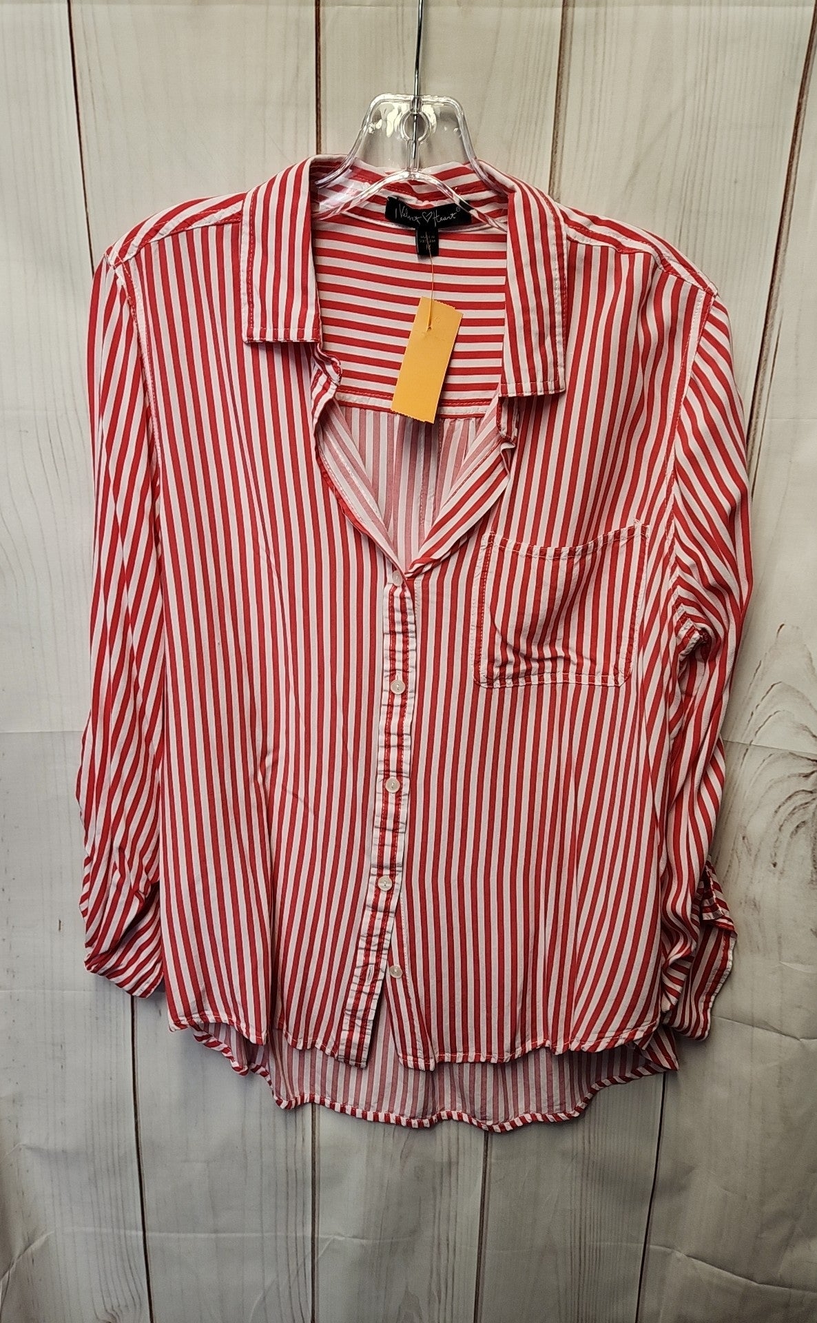 Velvet Heart Women's Size M Pink & White Long Sleeve Top