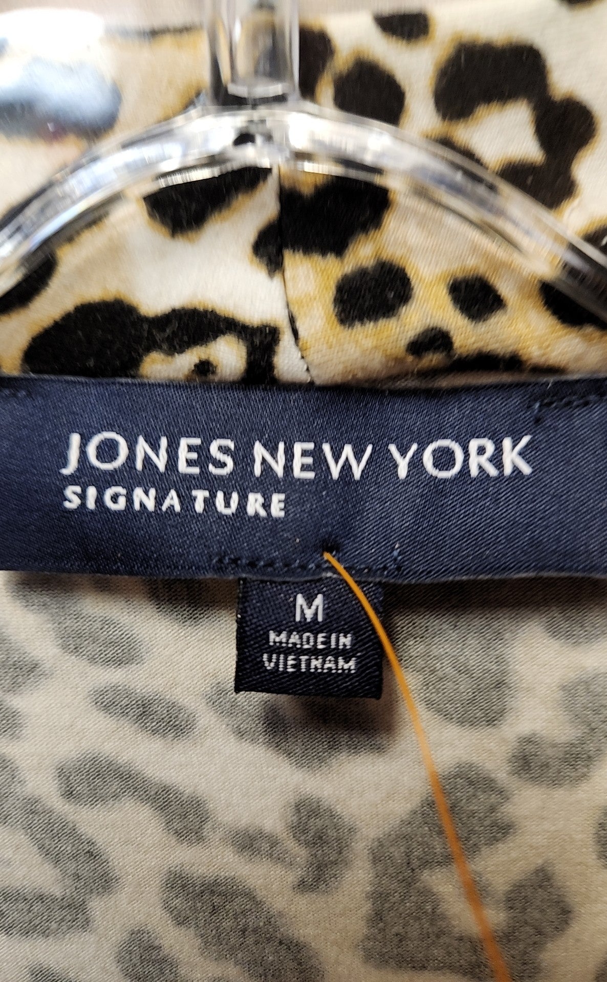 Jones New York Women's Size M Black & Beige Animal Print Long Sleeve Top