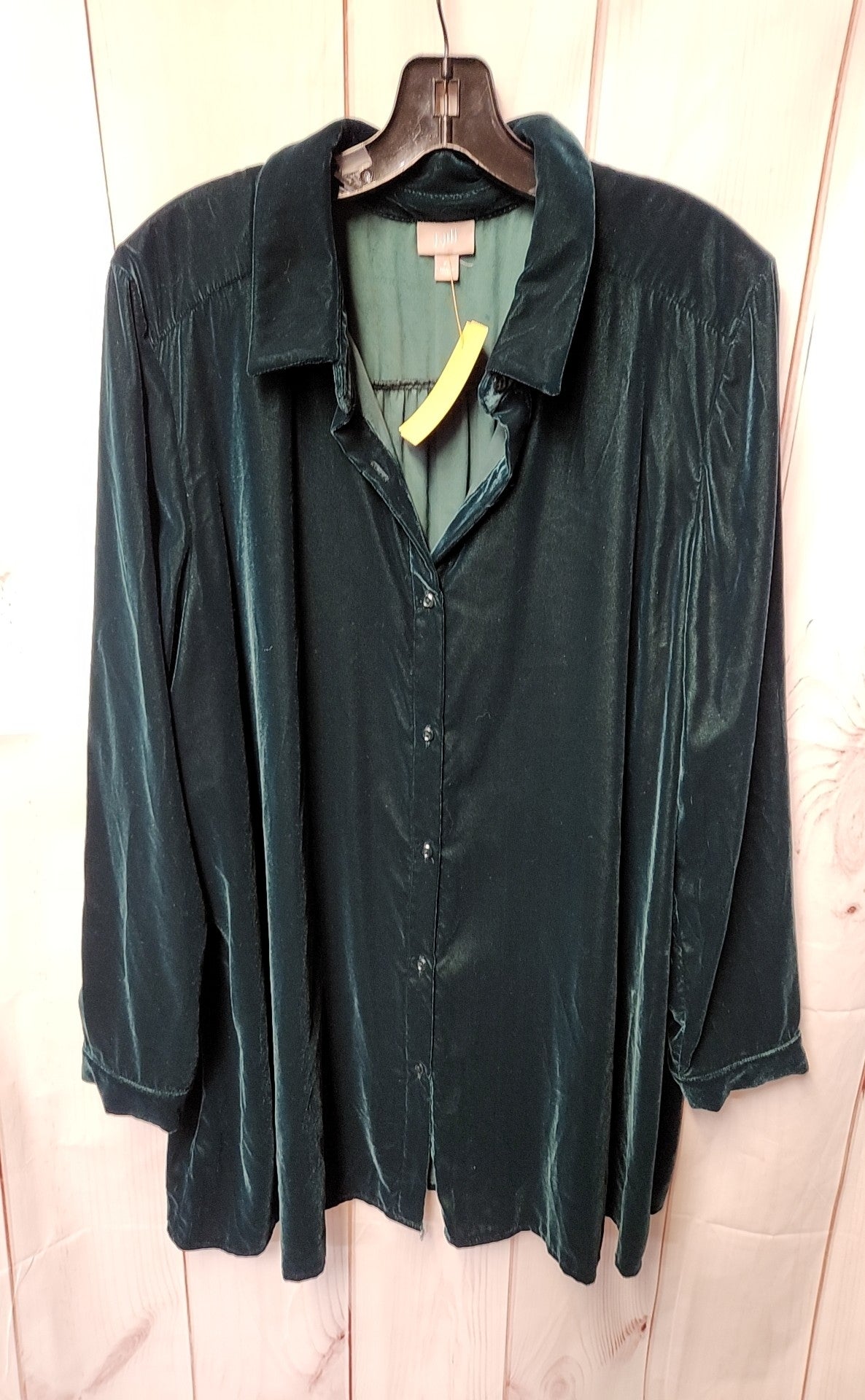 J Jill Women's Size XL Green Velour Long Sleeve Top