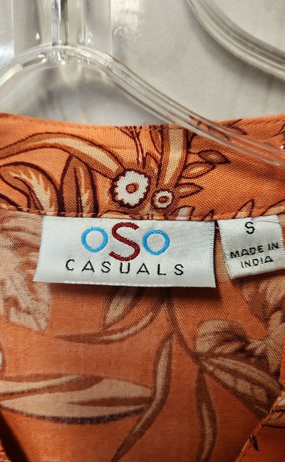 Oso Casuals Women's Size S Peach Floral Long Sleeve Top