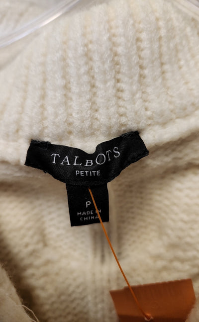 Talbots Women's Size Petite White Full Zip Sweater