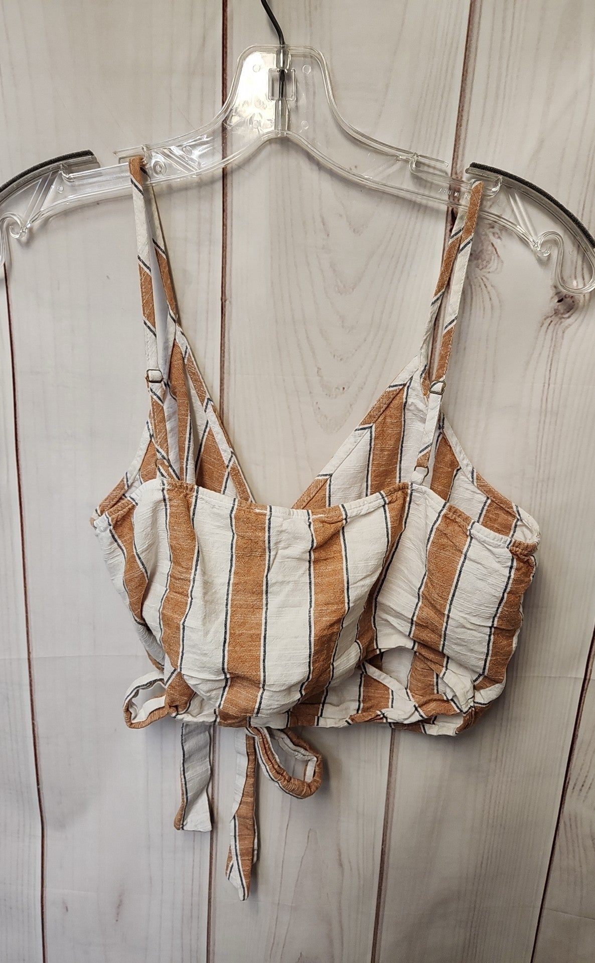 Mine Women's Size M White & Brown Sleeveless Top