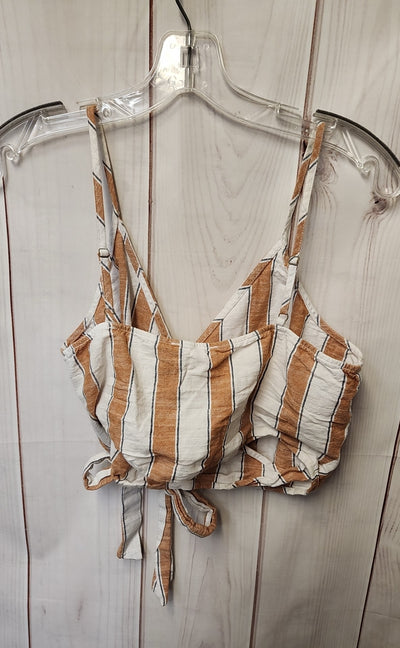 Mine Women's Size M White & Brown Sleeveless Top