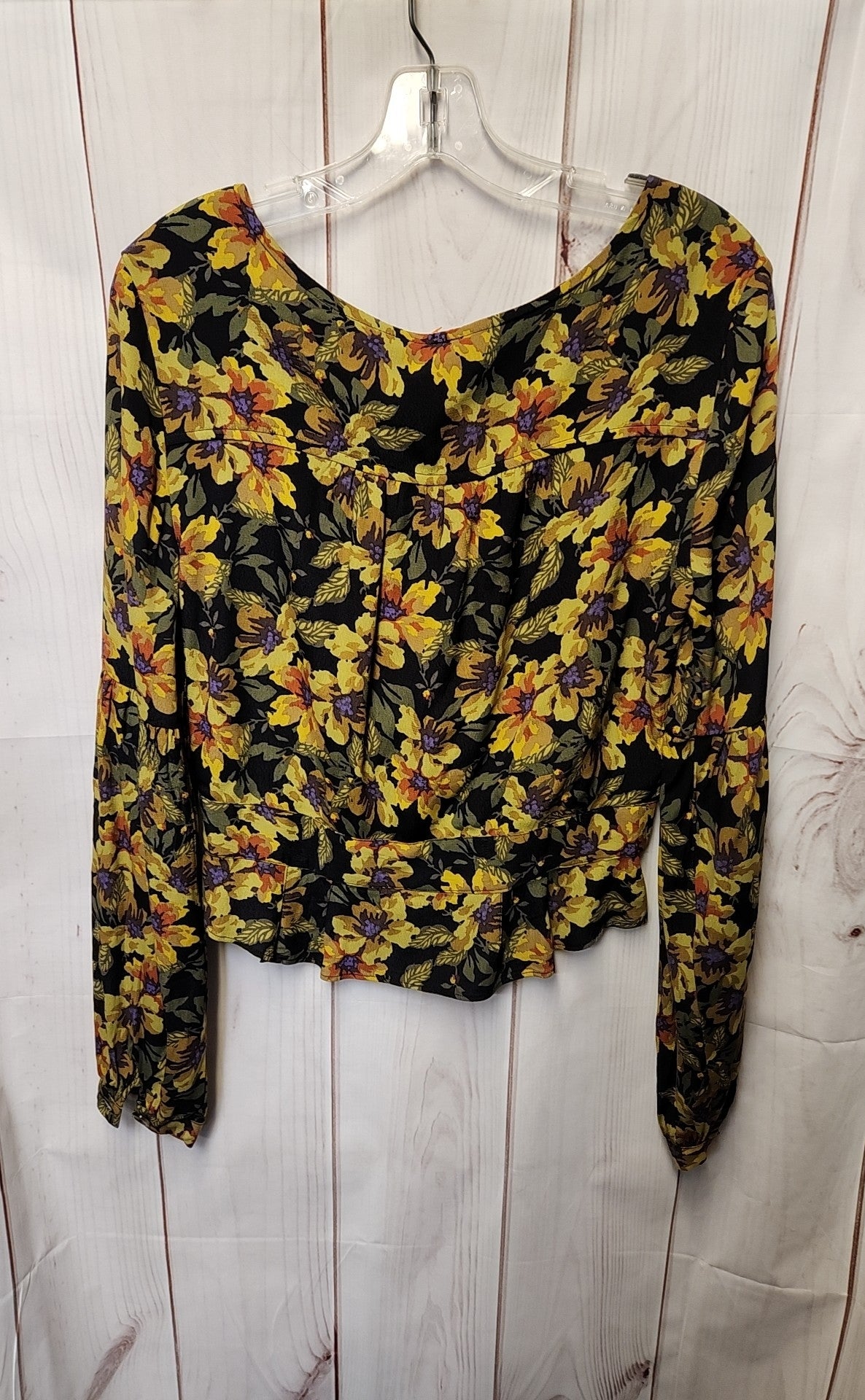 Free People Women's Size 12 Green Floral Long Sleeve Top
