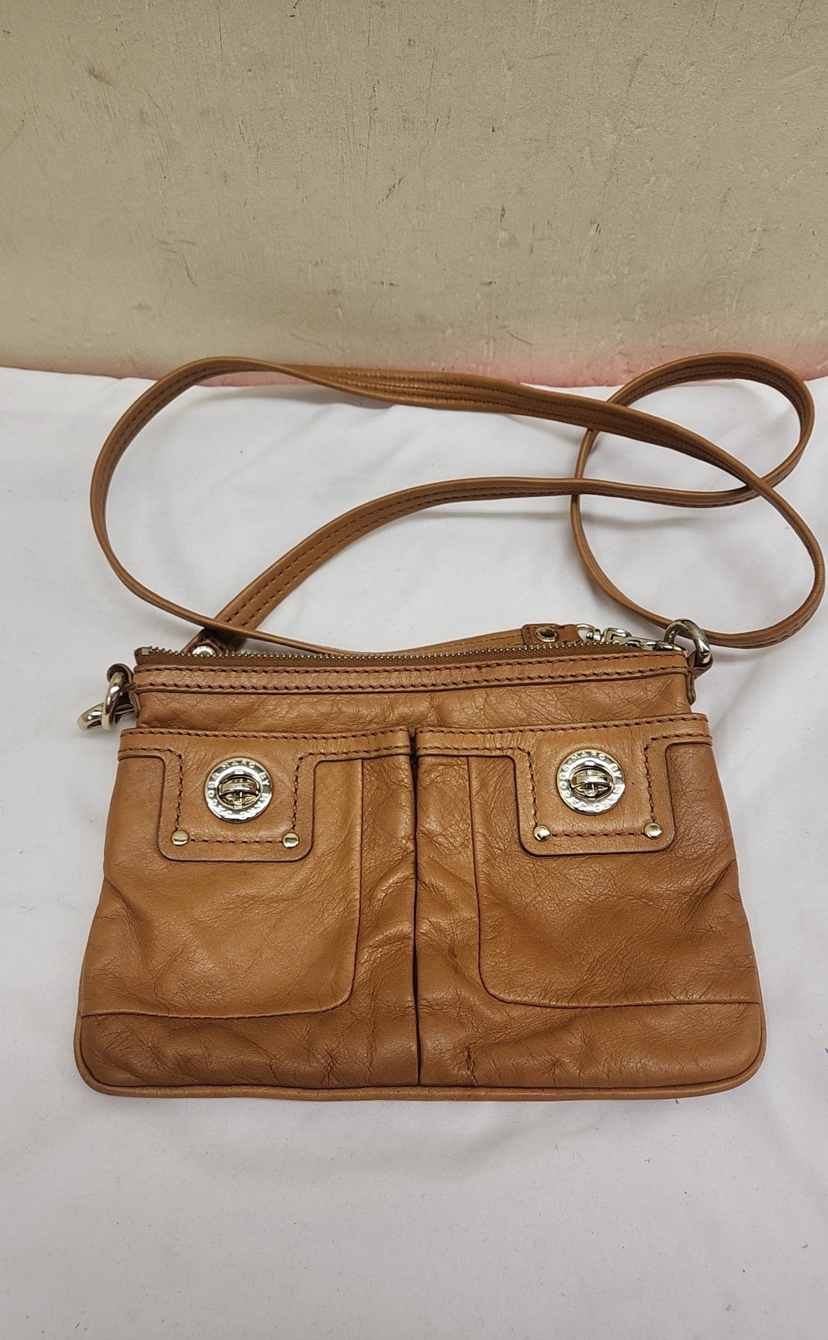 Marc Jacobs Brown Leather Crossbody Purse Bag AS IS - marks inside