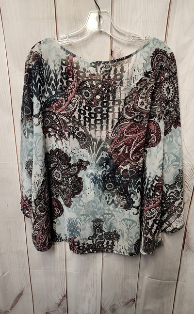 Chico's Women's Size Large/X-Large Blue & Red Poncho