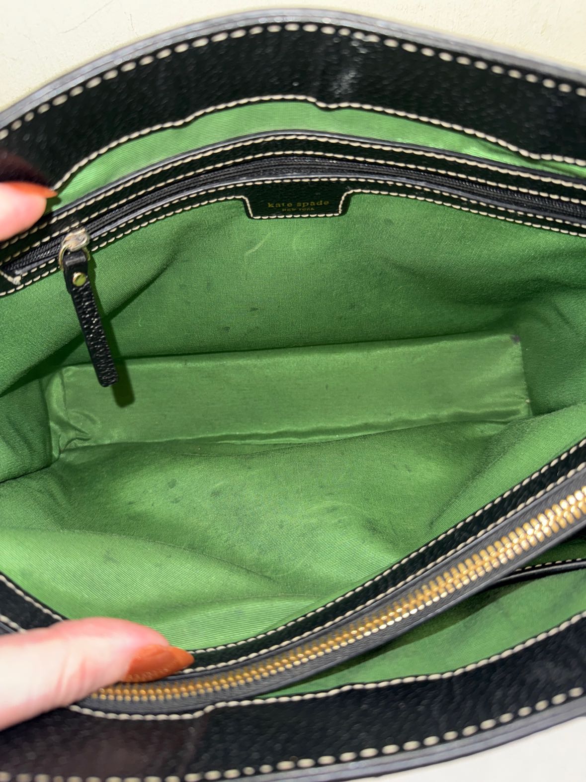 Kate Spade Black Leather Purse Bag AS IS - stains inside