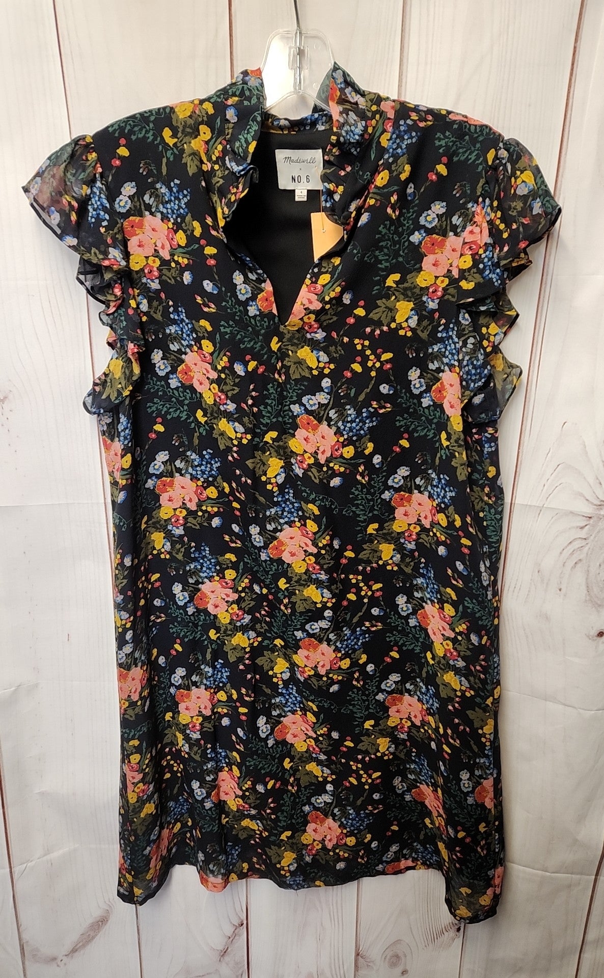 Madewell Women's Size 4 Black Floral Dress