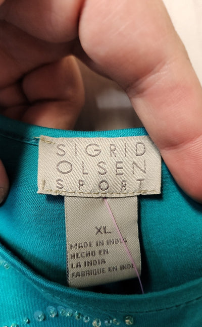 Sigrid Olsen Women's Size XL Teal Sleeveless Top