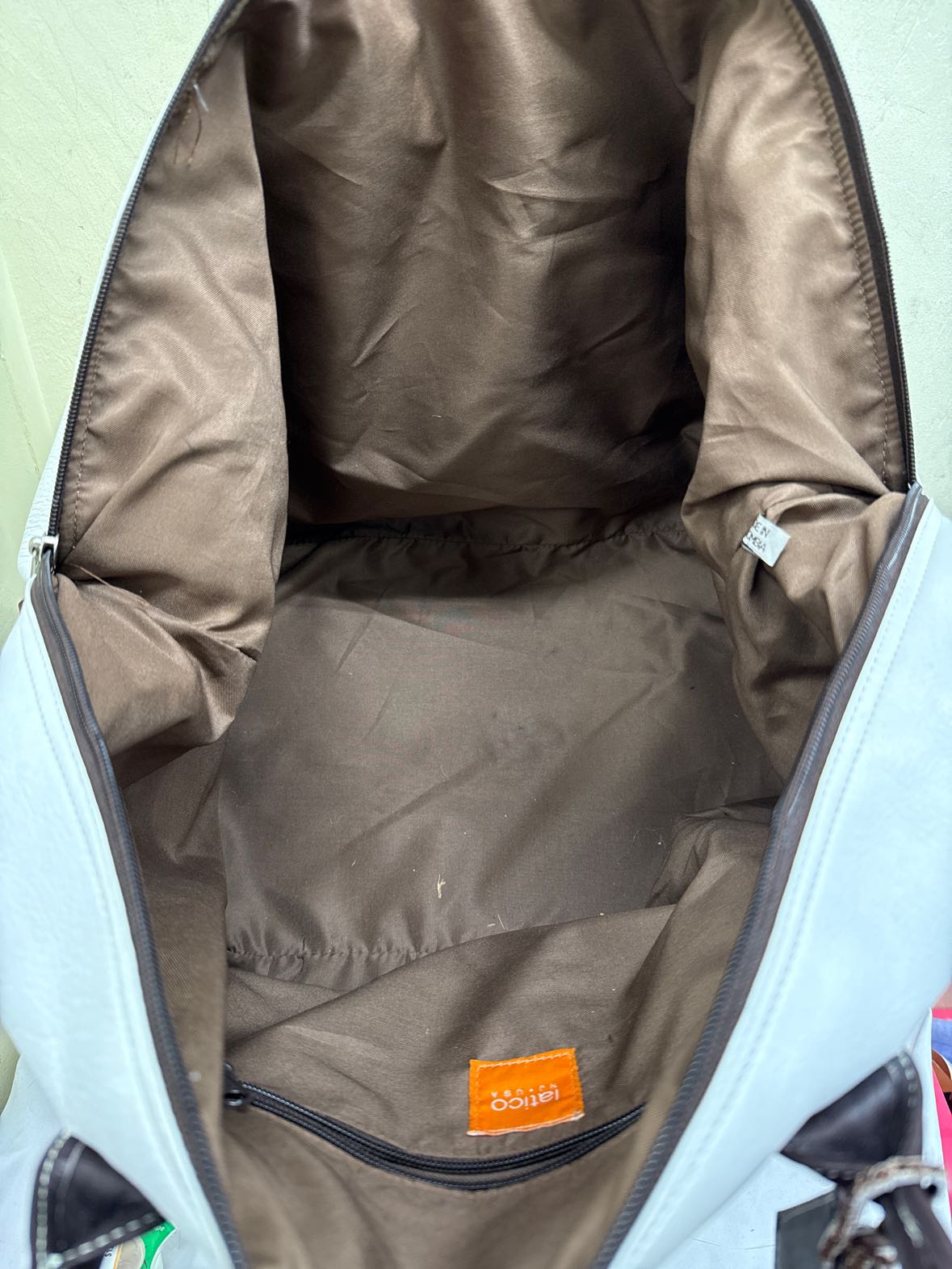 Latico White Duffle Bag AS IS - marks