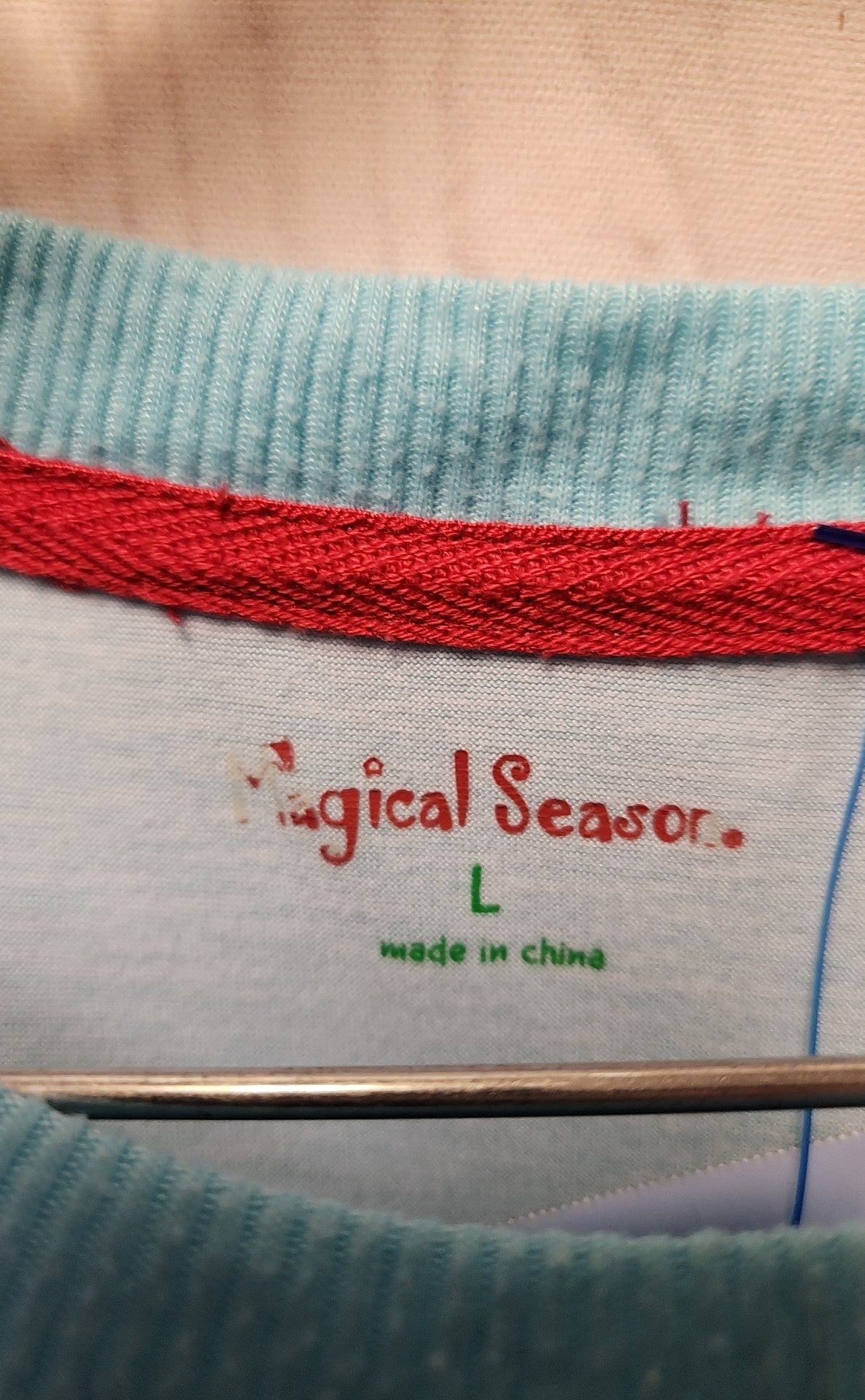 Magical Seasons Women's Size L Light Blue Holiday Pajamas