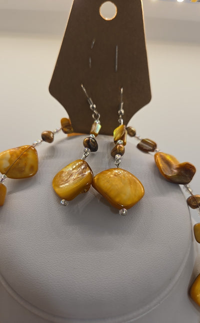 Orange Beaded Necklace & Earrings Jewelry Set