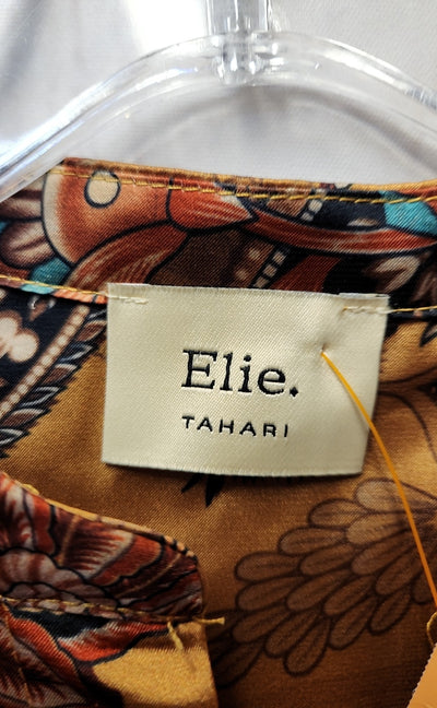 Elie Tahari Women's Size XS Gold Floral Sleeveless Top