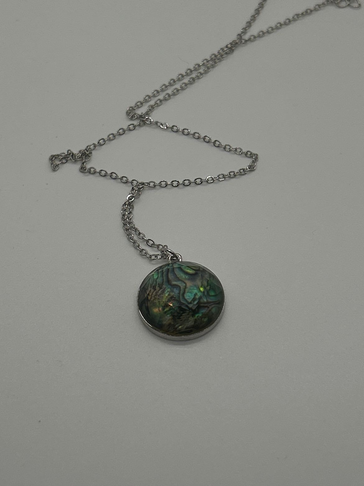 Silver Genunine Paua Shell Necklace