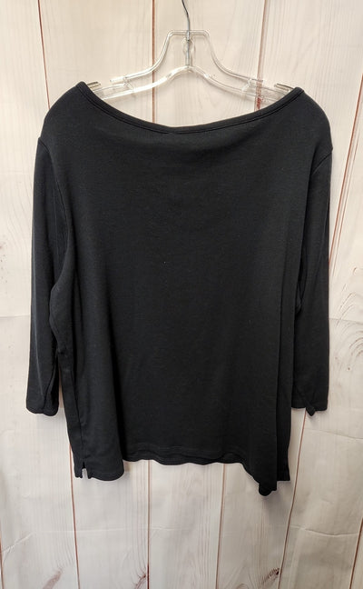 Rafaella Women's Size 2X Black 3/4 Sleeve Top