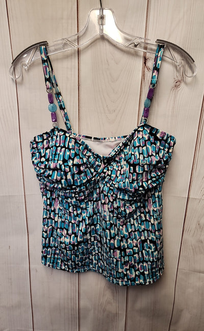 Dana Buchman Women's Size 16 Black & Blue Swim Top