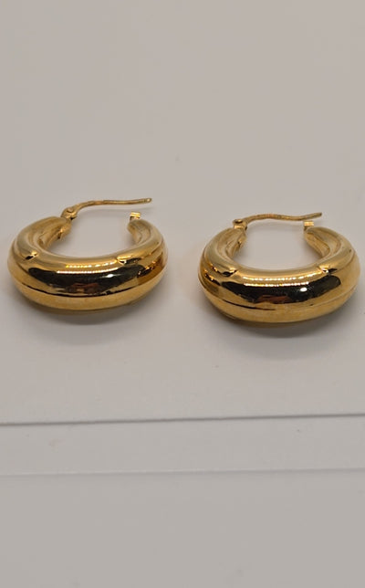 14K Yellow Gold Hoops Earrings - Approx 3/4" - Italy - 3.09 grams