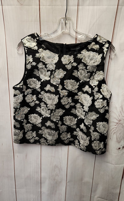 Adrienne Vittadini Women's Size 8 Black & White Floral Sleeveless Top