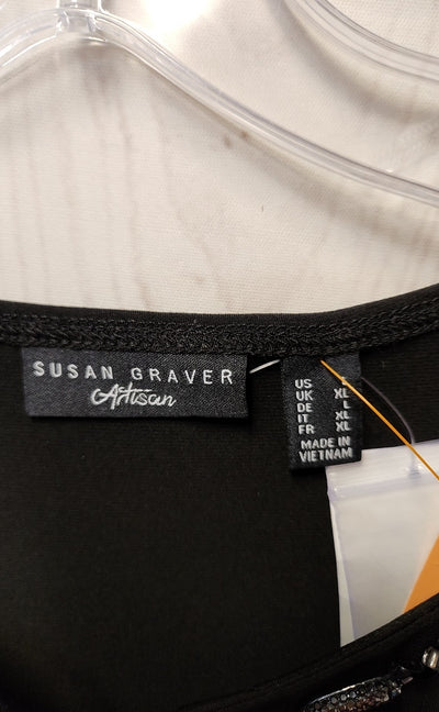 Susan Graver Women's Size L Black Sleeveless Top