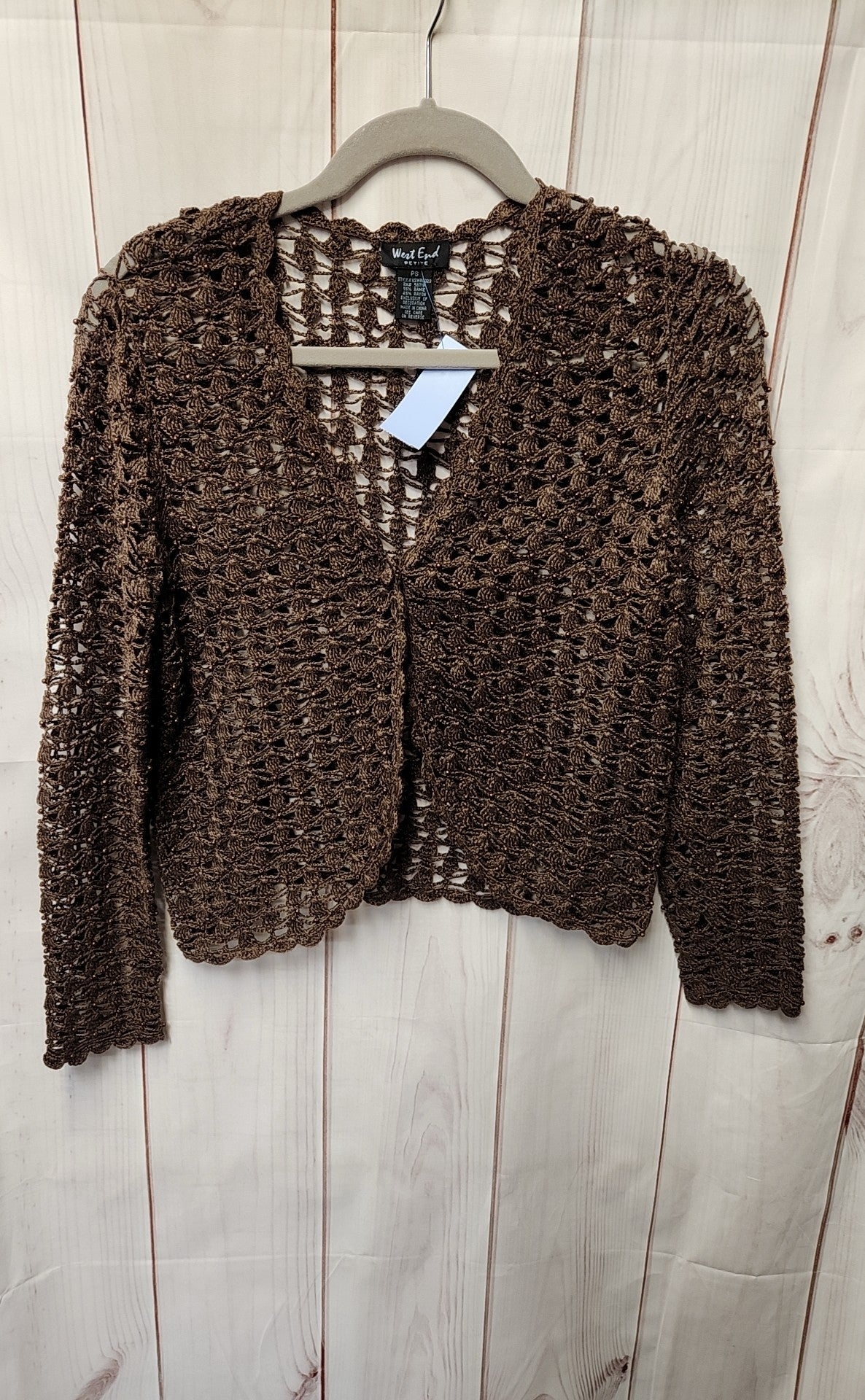 West End Women's Size S Petite Brown Cardigan
