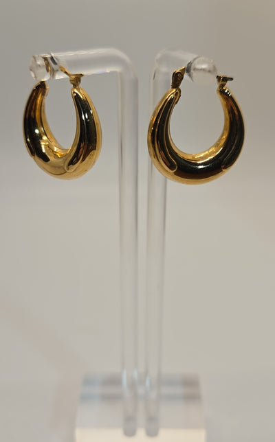 14K Yellow Gold Hoops Earrings - Approx 3/4" - Italy - 3.09 grams