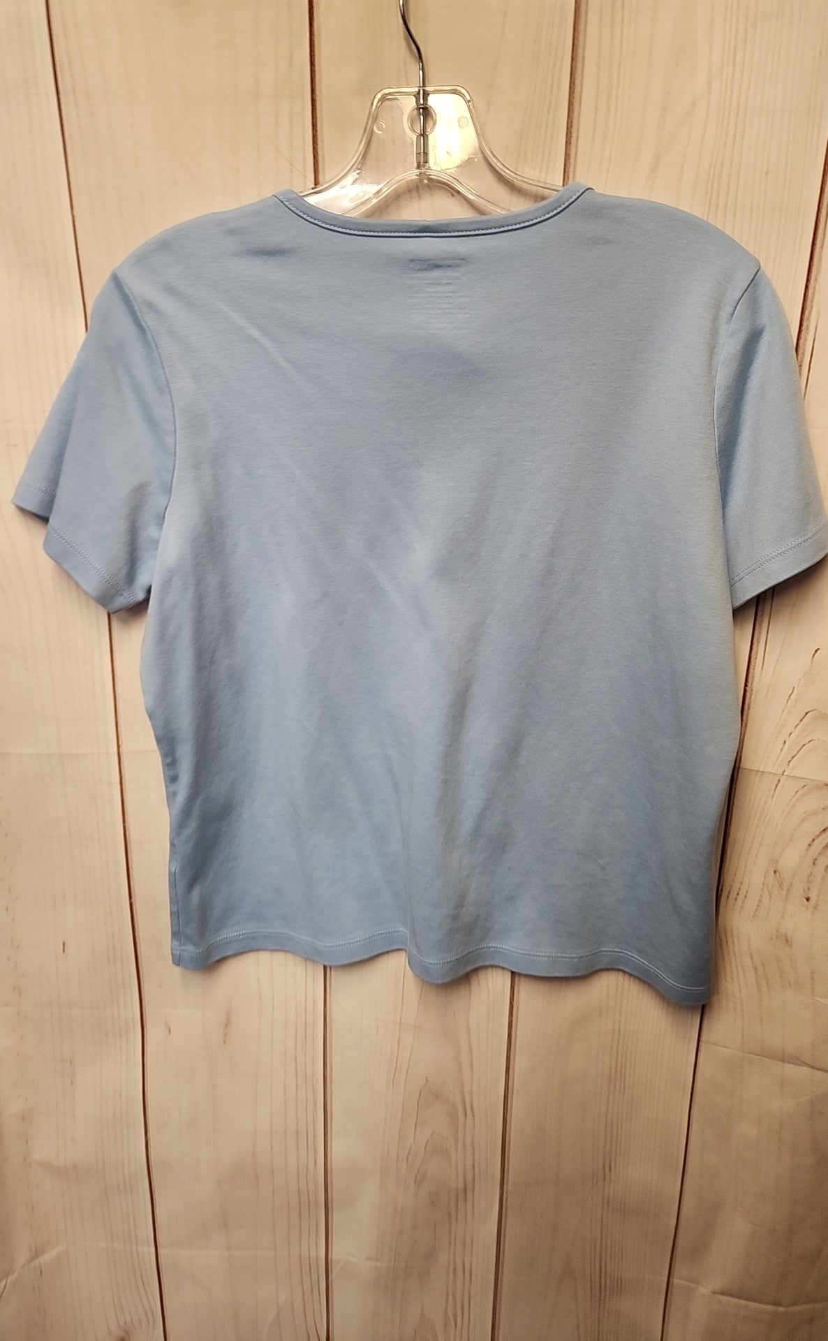 LL Bean Women's Size M Petite Light Blue Short Sleeve Top