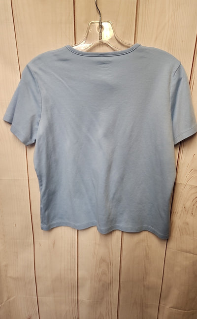 LL Bean Women's Size M Petite Light Blue Short Sleeve Top