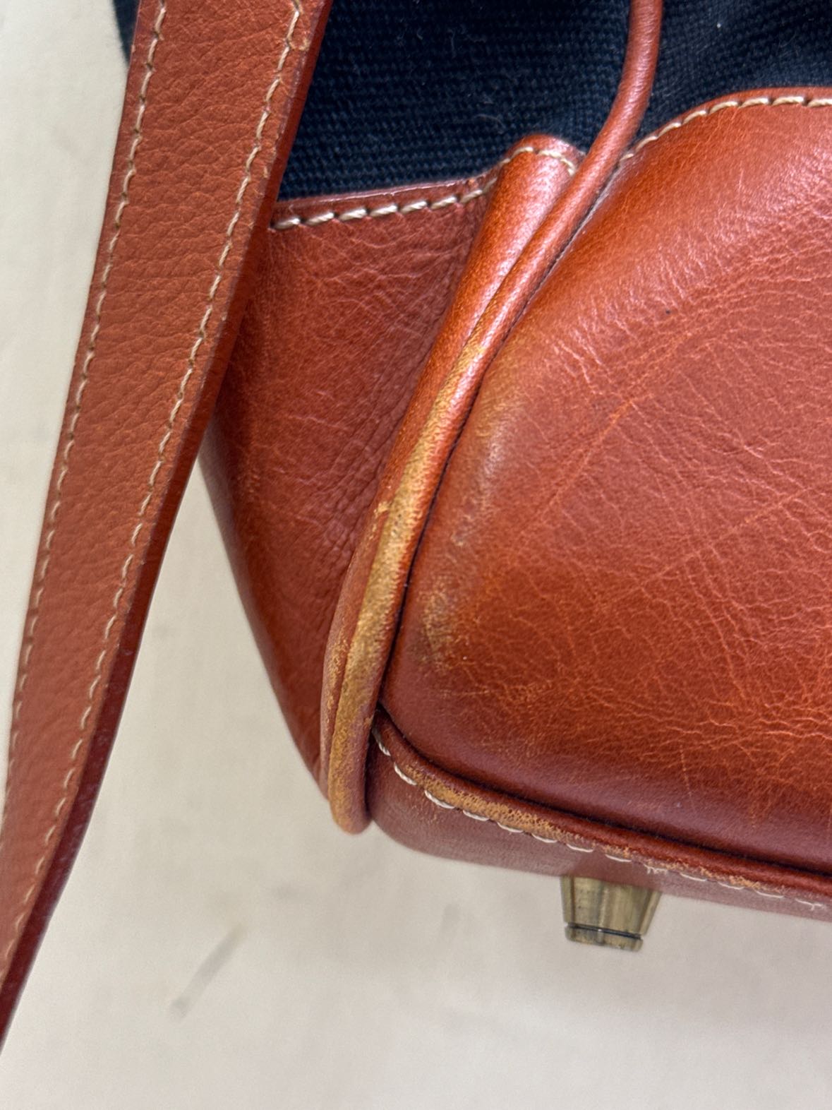 Zink Brand Brown & Black Leather Purse Bag AS IS - wear