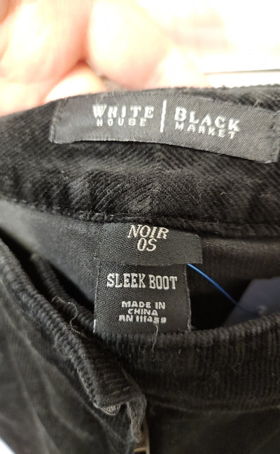 White House Black Market Women's Size 0 short Black Corduroy Pants Sleek Boot
