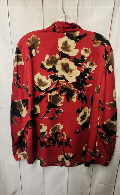 Chico's Women's Size 3 = US XL Red Floral Long Sleeve Top