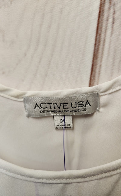Active USA Women's Size M White Sleeveless Top