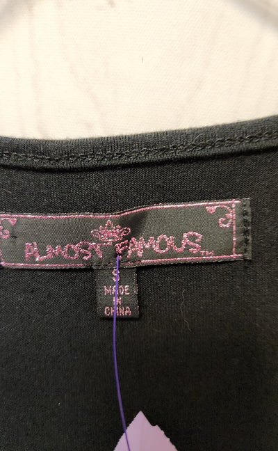Almost Famous Women's Size S Black & Pink Sequined Active Top