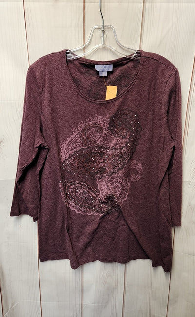 Laura Scott Women's Size L Purple 3/4 Sleeve Top