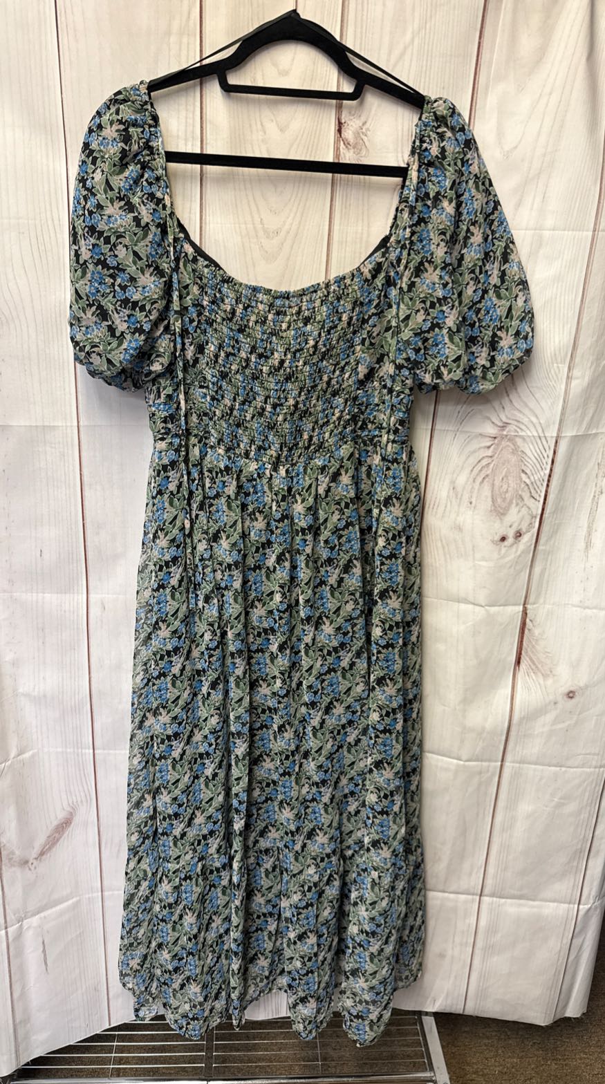 NWT Astr the Label Women's Size L Green Floral Dress