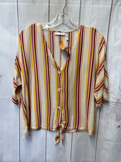 LUQ Women's Size L Yellow Short Sleeve Top