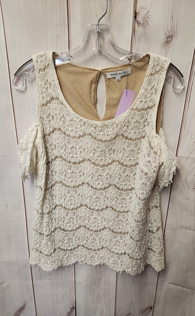 Rose & Olive Women's Size L White Cold Shoulder Top