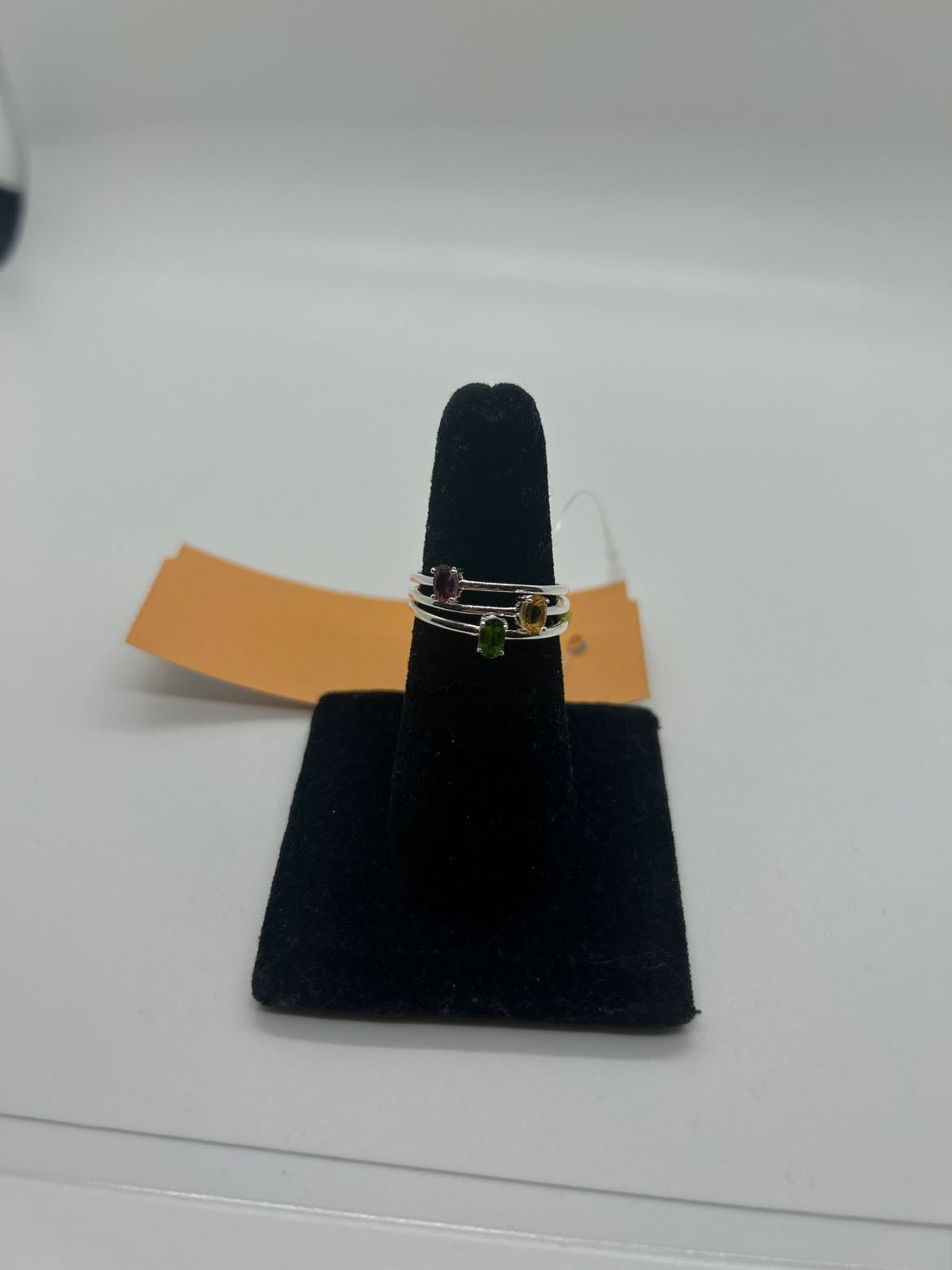 3 Sterling Ring Set Size 9  Yellow, Green & Purple .925 Sterling Silver Ring