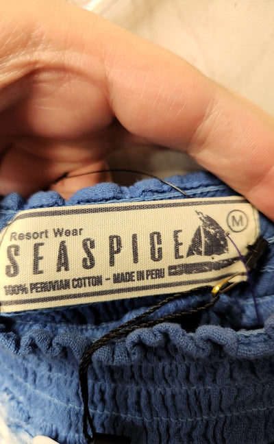 NWT Seaspice Women's Size M Blue Knit Short Sleeve Top
