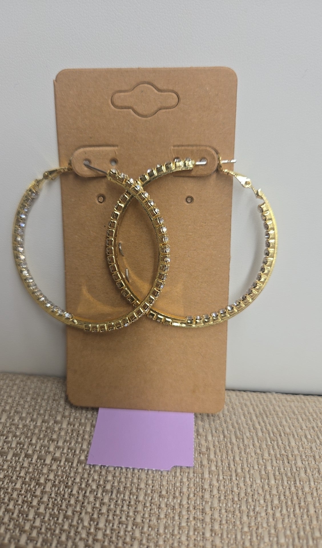 Gold Rhinestone Hoop Earrings