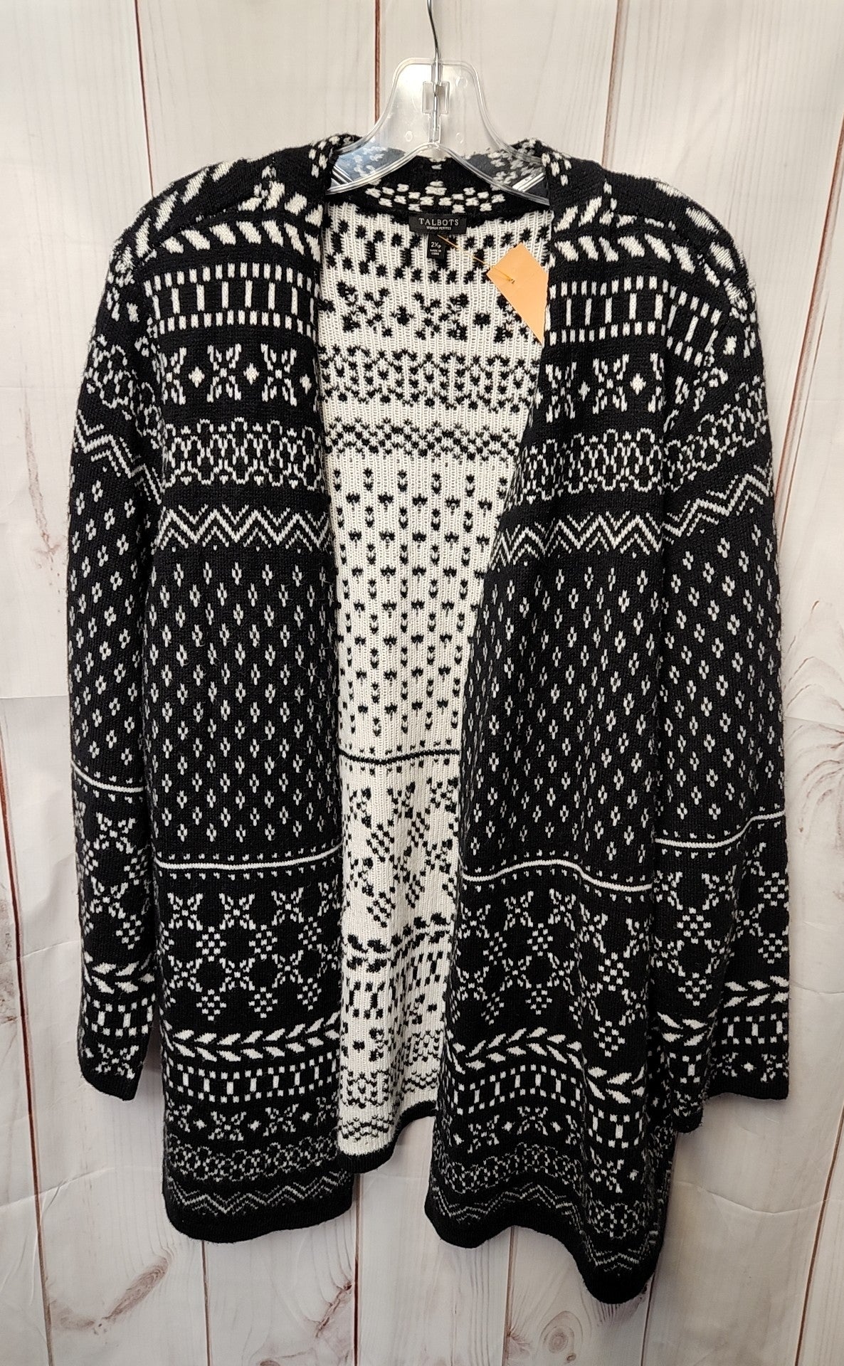Talbots Women's Size 2X Petite Black & White Cardigan