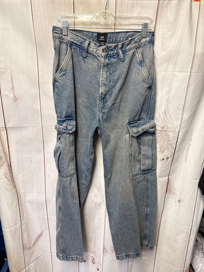 H&M Men's Size 28x32 Baggy Fit Coupe Baggy Cargo Pocket Distressed Blue Jeans